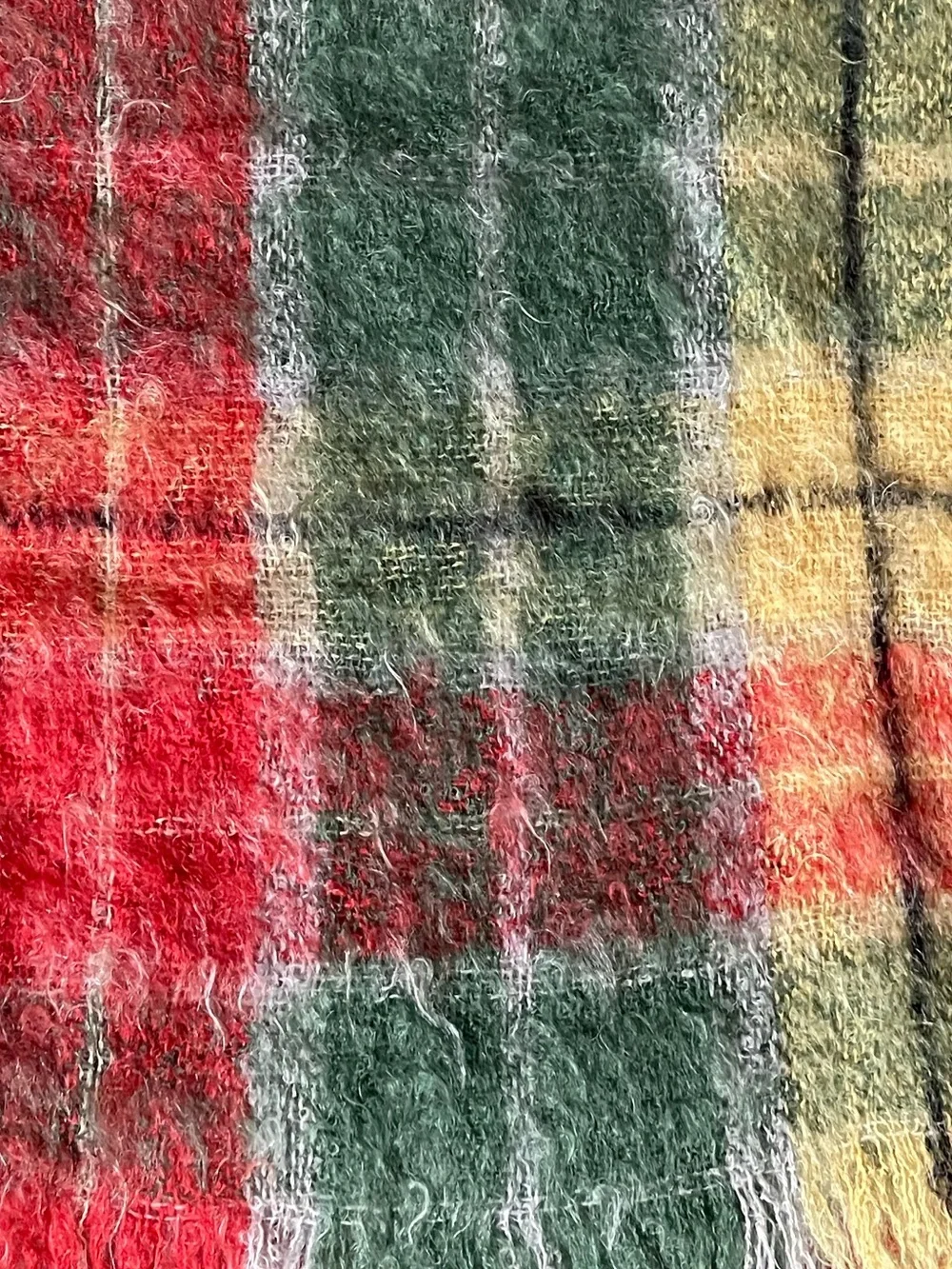 EATONS CANADA Vintage Buchanan Plaid Mohair Throw Blanket Red, Green & Yellow